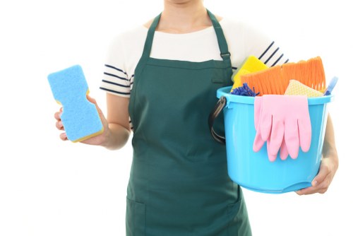 Carpet cleaning team preparing equipment for a booked service